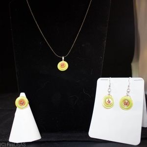 Stacked Button 3 Piece Jewelry Set Handmade